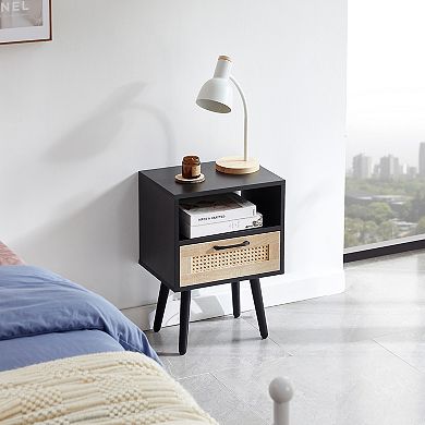 Merax Rattan End table , Modern nightstand