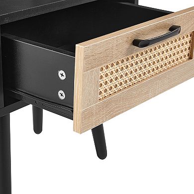 Merax Rattan End table , Modern nightstand