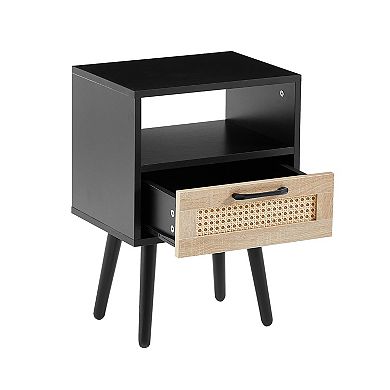 Merax Rattan End table , Modern nightstand