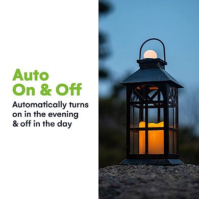 Outdoor Hanging Solar Lanterns with Flickering Candle LED and Retro Ornate Design