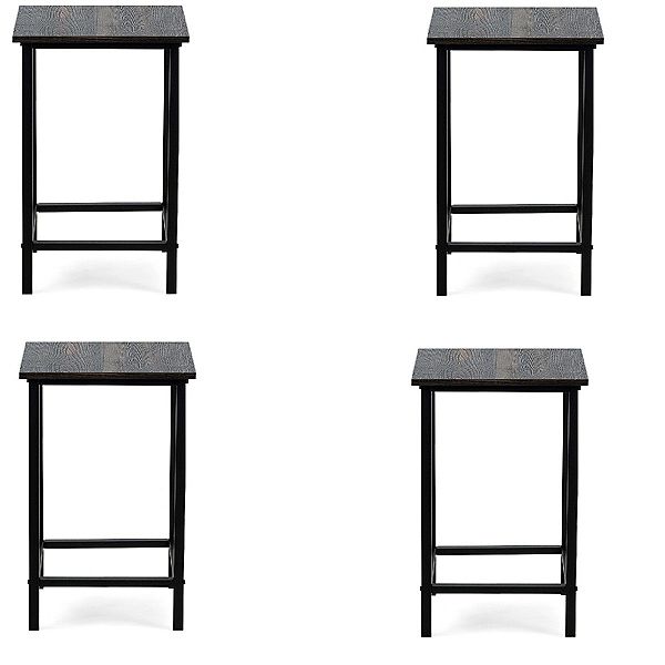 Set of 4 Bar Stools 24 Inch Counter Height Backless with Metal Frame