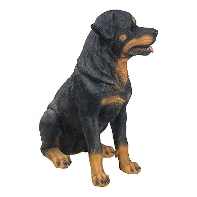 20.75" Black and Brown Rottweiler Sitting Statue