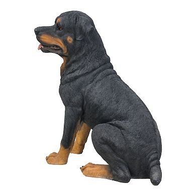 20.75" Black and Brown Rottweiler Sitting Statue