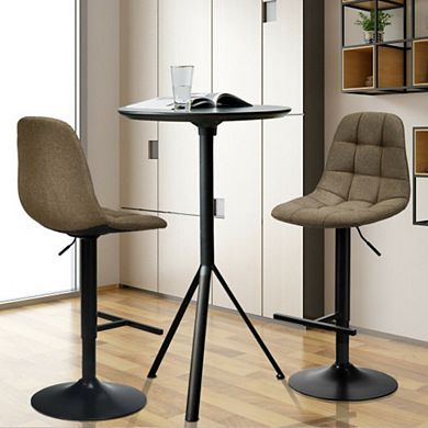 2 Pieces Adjustable Bar Stools Swivel Counter Height Linen Chairs