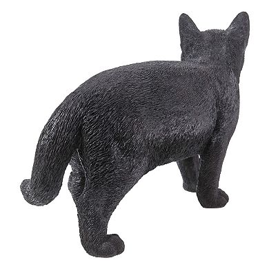 15.75" Black and Gray Cat Walking Statue