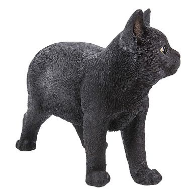 15.75" Black and Gray Cat Walking Statue