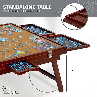 Jumbl 1500 Piece Puzzle Board, 27” x 35” Wooden Jigsaw Puzzle Table Board