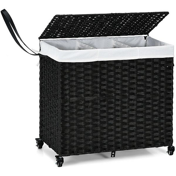 Laundry Hamper with Wheels and LidBlack