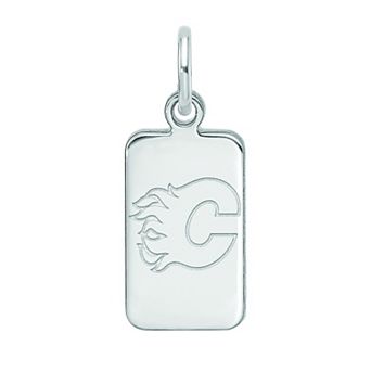LogoArt Sterling Silver Calgary Flames Tag Pendant
