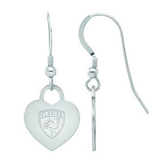 LogoArt Sterling Silver Florida Panthers Heart Drop Earrings
