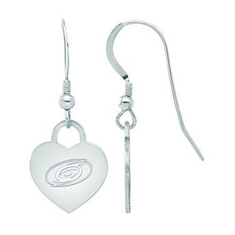 LogoArt Sterling Silver Carolina Hurricanes Heart Drop Earrings