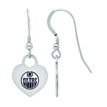 LogoArt Sterling Silver Enamel Edmonton Oilers Heart Drop Earrings