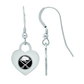 LogoArt Sterling Silver Enamel Buffalo Sabres Heart Drop Earrings