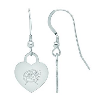 LogoArt Sterling Silver Columbus Blue Jackets Heart Drop Earrings