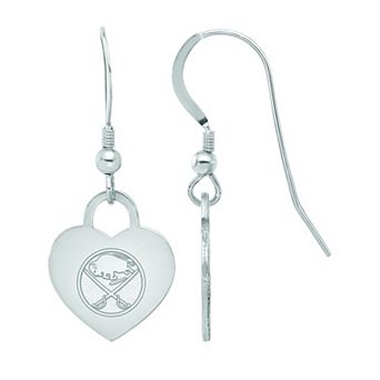 LogoArt Sterling Silver Buffalo Sabres Heart Drop Earrings