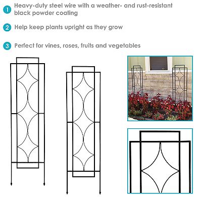 Sunnydaze Steel Chic Diamonds Garden Trellis - Set Of 2 - 60 In