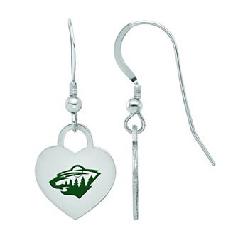 LogoArt Sterling Silver Enamel Minnesota Wild Heart Drop Earrings