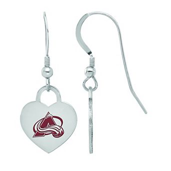 LogoArt Sterling Silver Enamel Colorado Avalanche Heart Drop Earrings