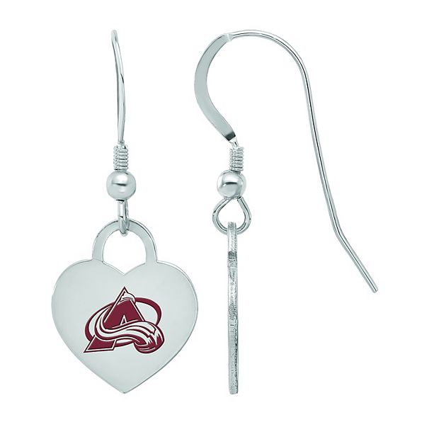LogoArt Sterling Silver Enamel Colorado Avalanche Heart Drop Earrings