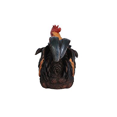 24" Brown and Orange Squatting Rooster Statue