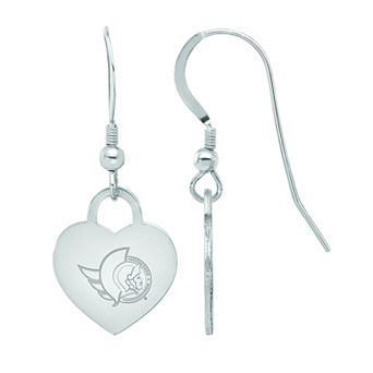 LogoArt Sterling Silver Ottawa Senators Heart Drop Earrings