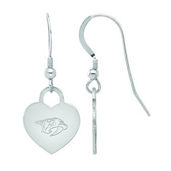 LogoArt Sterling Silver Nashville Predators Heart Drop Earrings