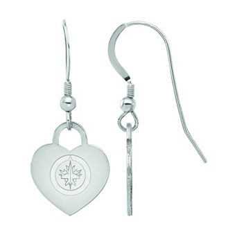 LogoArt Sterling Silver Winnipeg Jets Heart Drop Earrings