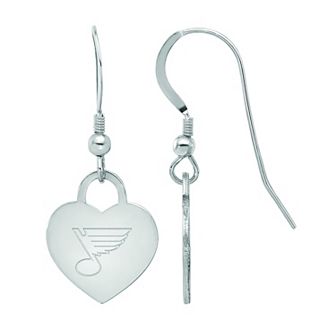 LogoArt Sterling Silver St Louis Blues Heart Drop Earrings