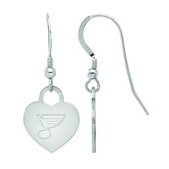 LogoArt Sterling Silver St Louis Blues Heart Drop Earrings