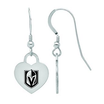 LogoArt Sterling Silver Enamel Vegas Golden Knights Heart Drop Earrings