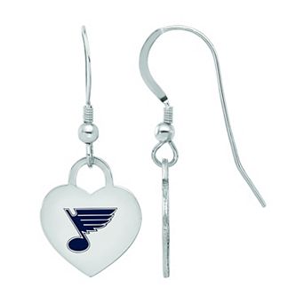 LogoArt Sterling Silver Enamel St Louis Blues Heart Drop Earrings