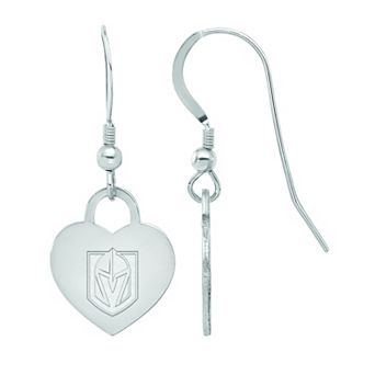 LogoArt Sterling Silver Vegas Golden Knights Heart Drop Earrings