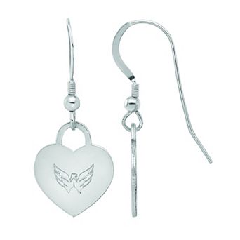 LogoArt Sterling Silver Washington Capitals Heart Drop Earrings