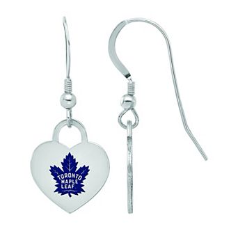 LogoArt Sterling Silver Enamel Toronto Maple Leafs Heart Drop Earrings