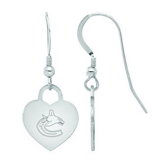 LogoArt Sterling Silver Vancouver Canucks Heart Drop Earrings