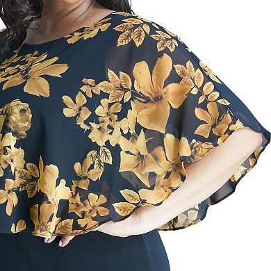 Plus Size Connected Apparel Cape Dress