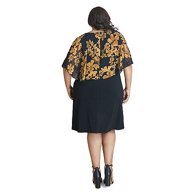 Plus Size Connected Apparel Cape Dress