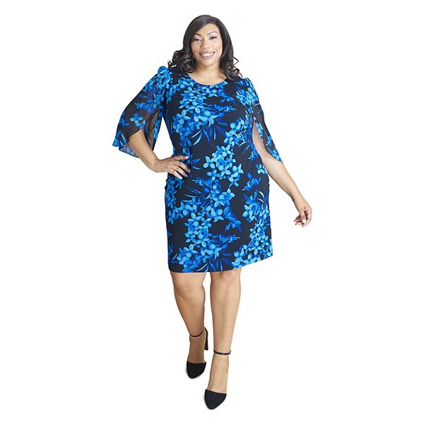 Plus Size Connected Apparel Cape Sleeve Dress