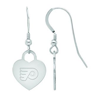 LogoArt Sterling Silver Philadelphia Flyers Heart Drop Earrings