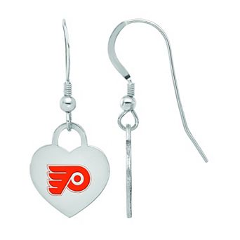 LogoArt Sterling Silver Enamel Philadelphia Flyers Heart Drop Earrings