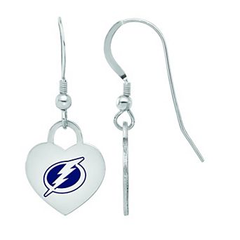 LogoArt Sterling Silver Enamel Tampa Bay Lightning Heart Drop Earrings
