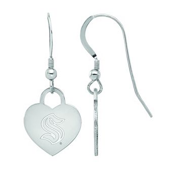 LogoArt Sterling Silver Seattle Kraken Heart Drop Earrings