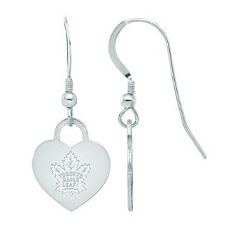 LogoArt Sterling Silver Toronto Maple Leafs Heart Drop Earrings