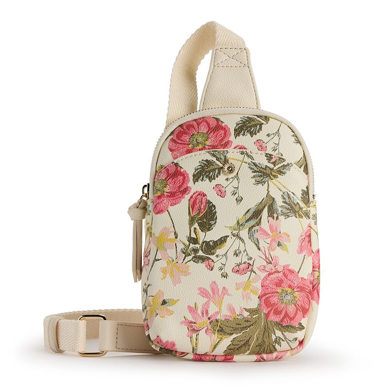 LC Lauren Conrad May Sling Crossbody Bag, Ivory Mila Botanical