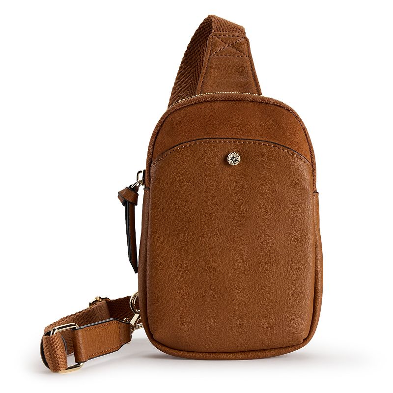 LC Lauren Conrad May Sling Crossbody Bag, Saddle