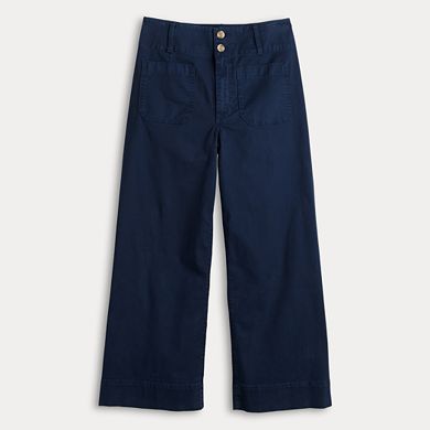 Women's LC Lauren Conrad Super High Rise Twill Wide Leg Crop Pants