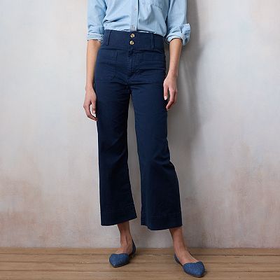 Women's LC Lauren Conrad Super High Rise Twill Wide Leg Crop Pants
