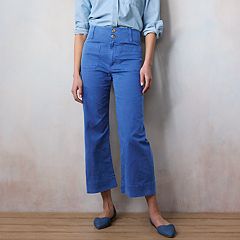  Lightning Deals Of Today Clearance Linen Comfy Palazzo Pants  Stretch Capris For Women Boho High Waist Wide Leg Pockets Cropped Trousers  Blue XXXL