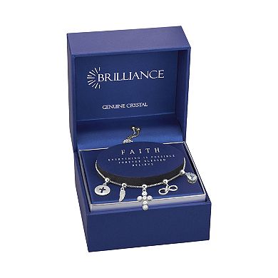 Brilliance Fine Silver Plated Cubic Zirconia Adjustable Charm Bracelet