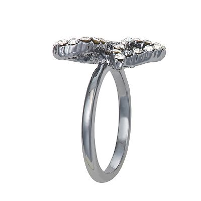 Simply Vera Vera Wang Light Hematite Simulated Crystal Bow Ring Size 8